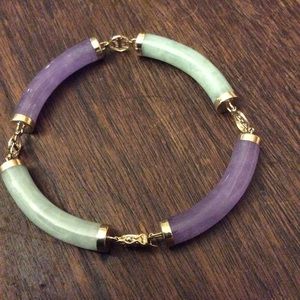 14K PURPLE AND GREEN JADE BRACELET😍❤️